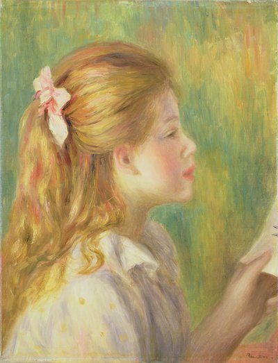 Ragazza di profilo che legge da Pierre Auguste Renoir